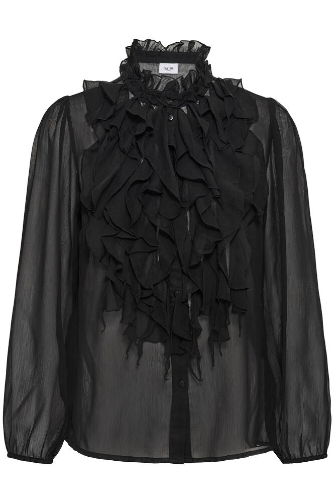 Saint Tropez Lilja Crinkle LS Shirt Black