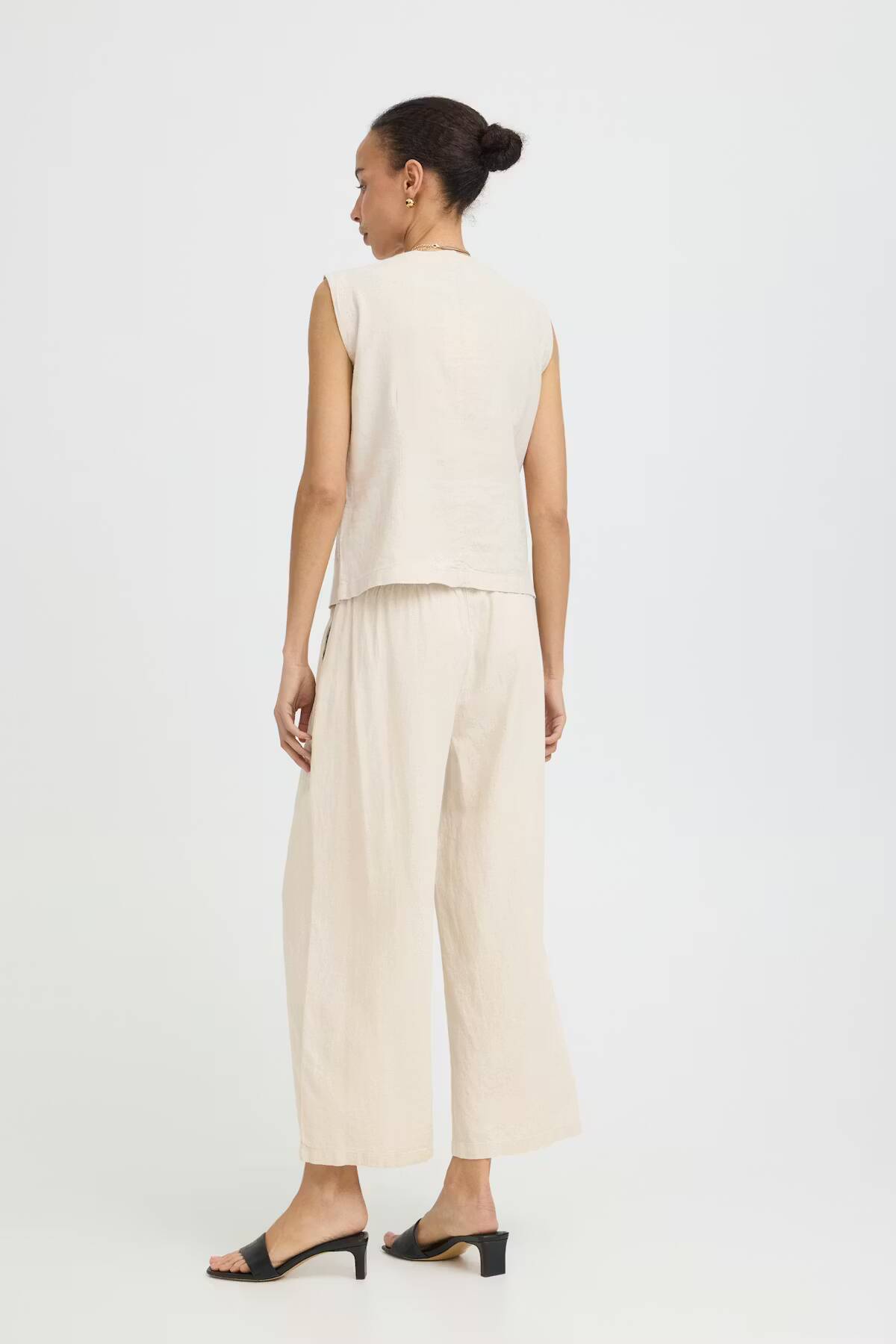 b.young Falakka Crop Trousers Rainy Day Melange
