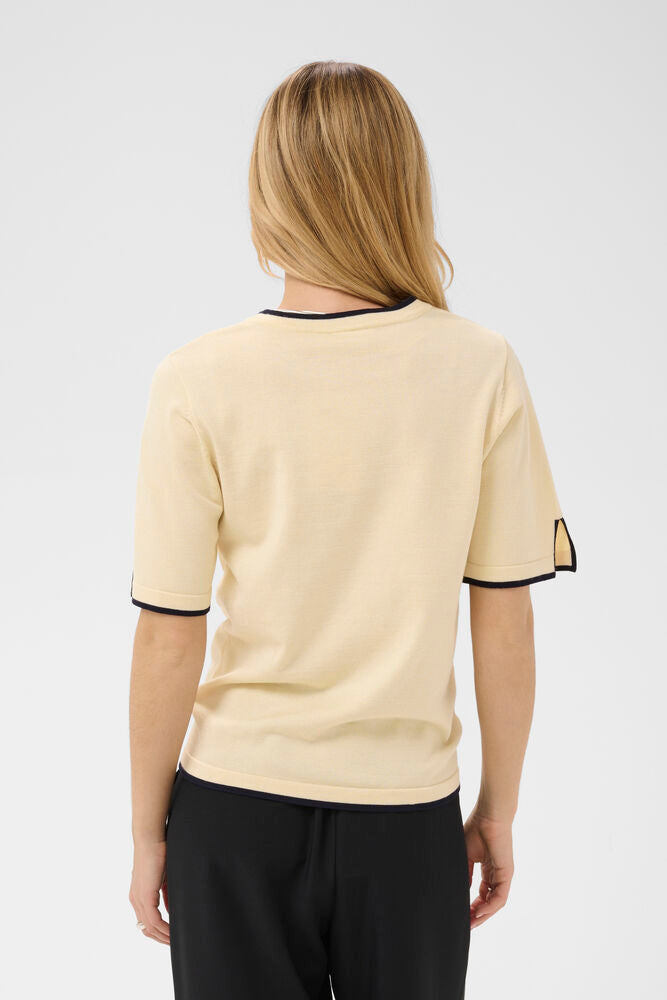 Saint Tropez Mila Contrast Stripe SS Pullover Birch Nightsky Contrast Stripe