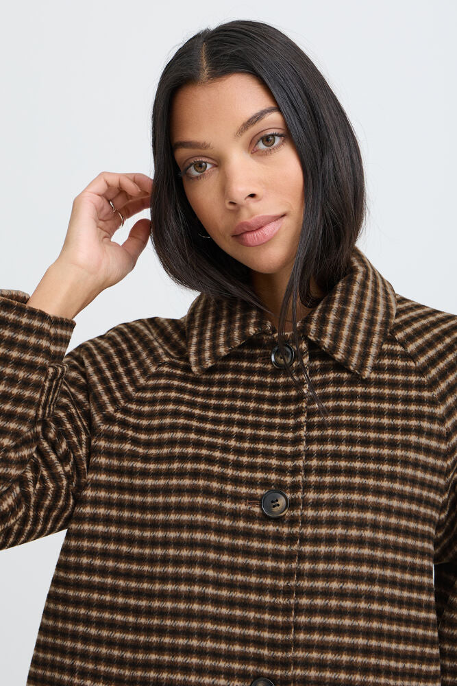 b.young Camio Coat Olive Night Check