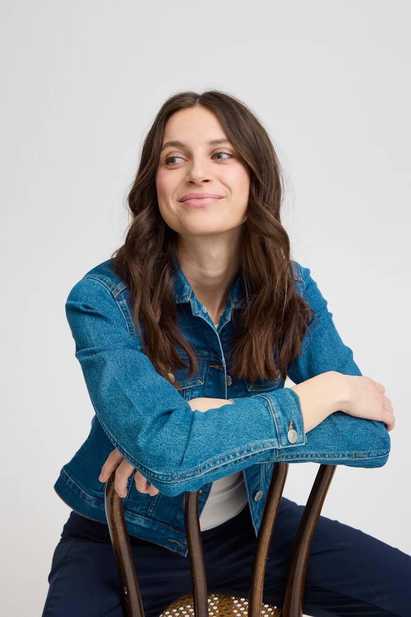 Fransa Denima Denim Jacket Mid Blue Denim