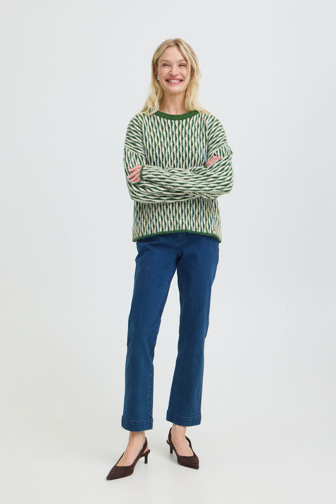 b.young Ojula Jumper Artichoke Green Abstrect