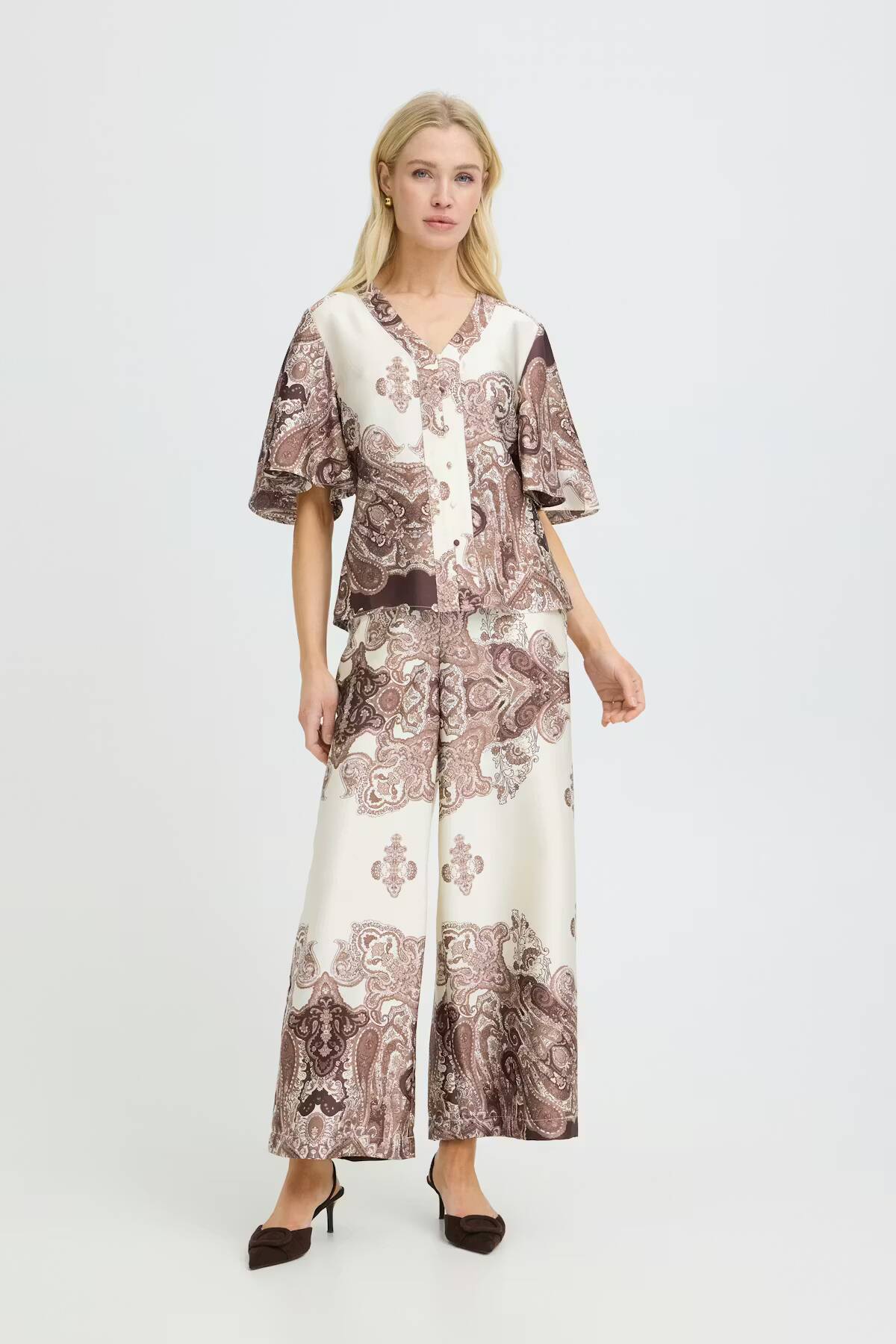 b.young Jannike Shirt French Roast Paisley