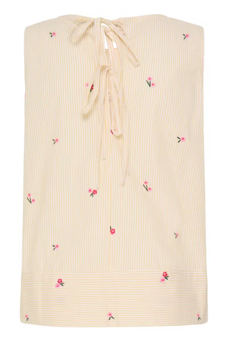 Fransa Bernie Blouse Yellow White Stripe Floral