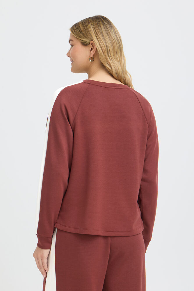 Fransa Aurora Sweatshirt Rum W/White Contrast