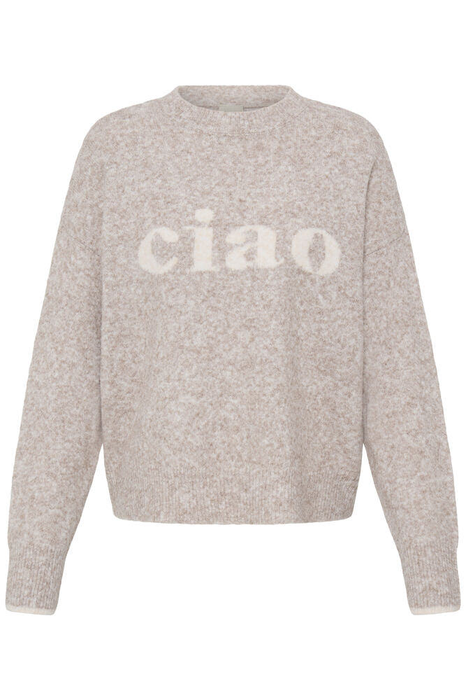 Fransa Florence Pullover Driftwood Text