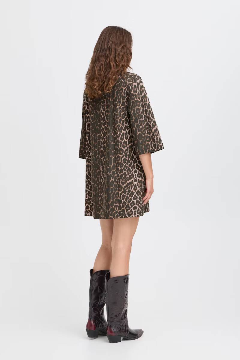 b.young Kenna Dress Denim Leopard Mix