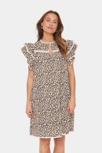 Saint Tropez Kirby Dress Creme Leopard Strokes