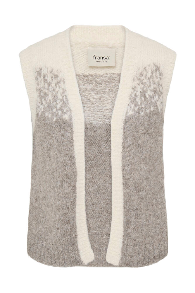 Fransa Tye Vest Driftwood Mix