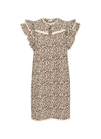 Saint Tropez Kirby Dress Creme Leopard Strokes