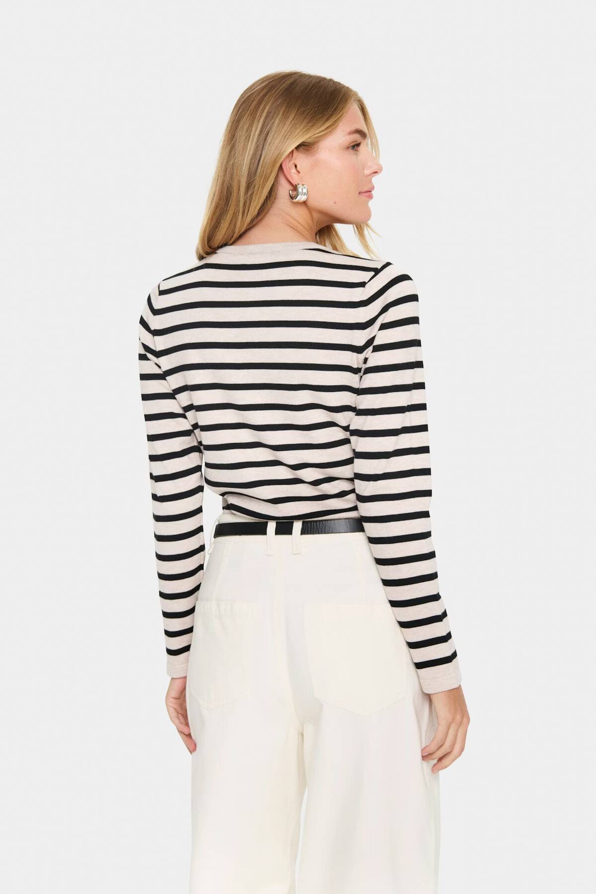 Saint Tropez Mila Striped Cardigan Gray Morn Mila Stripe