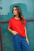 Saint Tropez Mila R-Neck SS Pullover Flame Scarlet