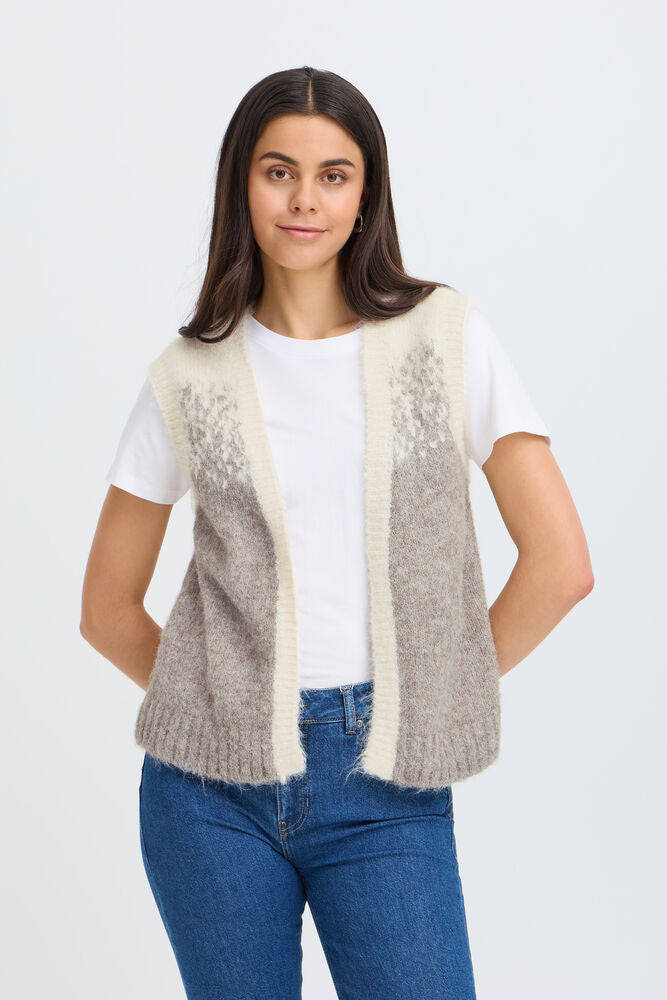 Fransa Tye Vest Driftwood Mix