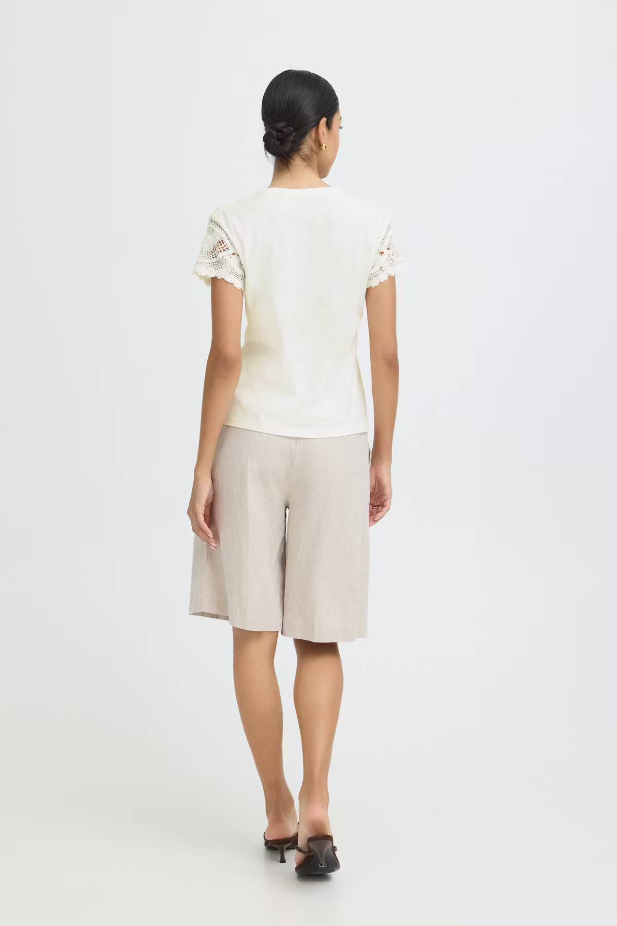 b.young Taimi Crochet Tshirt Optical White