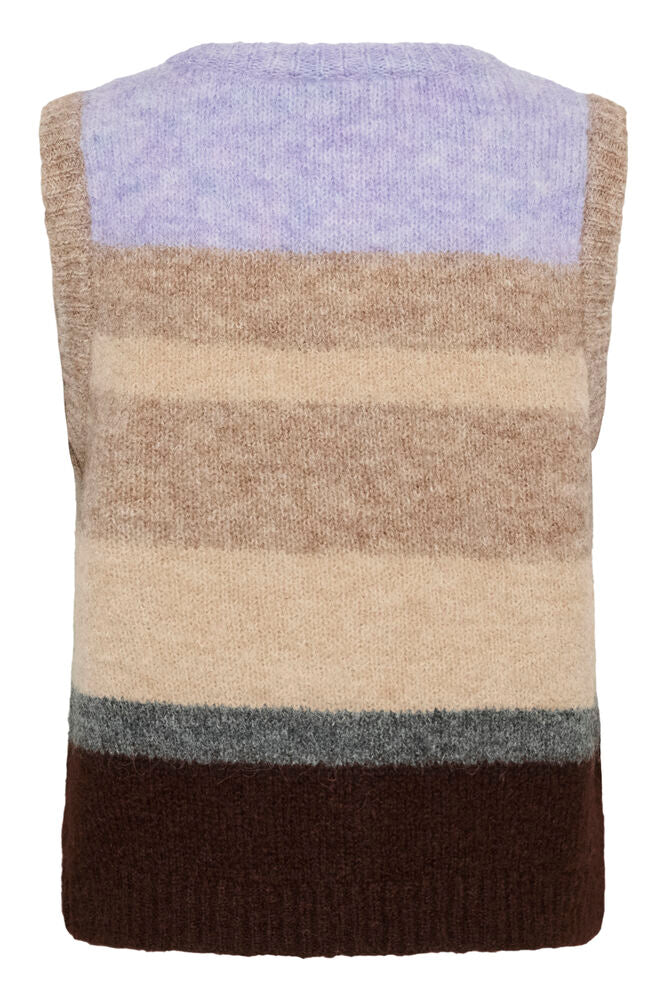 Saint Tropez Seraphina Knit Vest Chocolate Lilac Multi Stripe