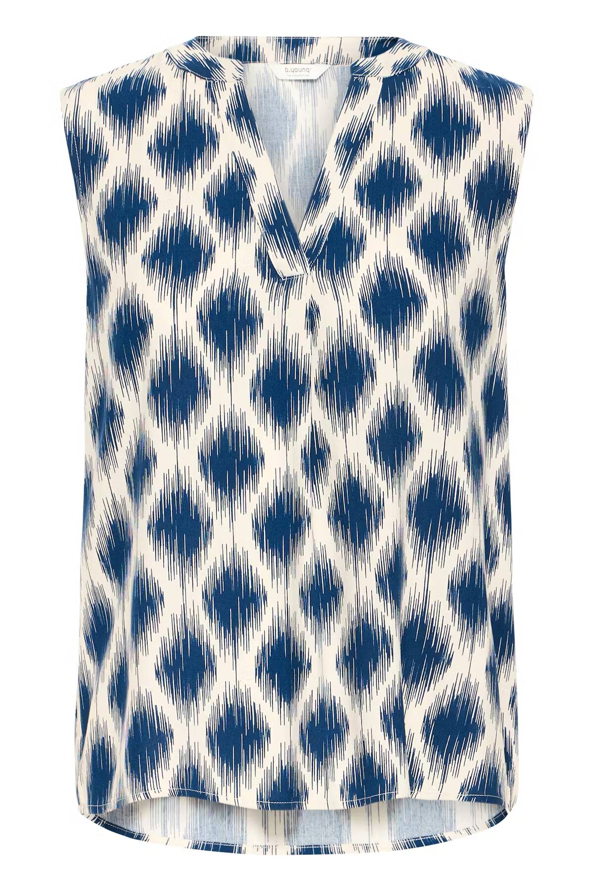 b.young Joella Sleeveless Blouse Ogee Ikat Med Blue