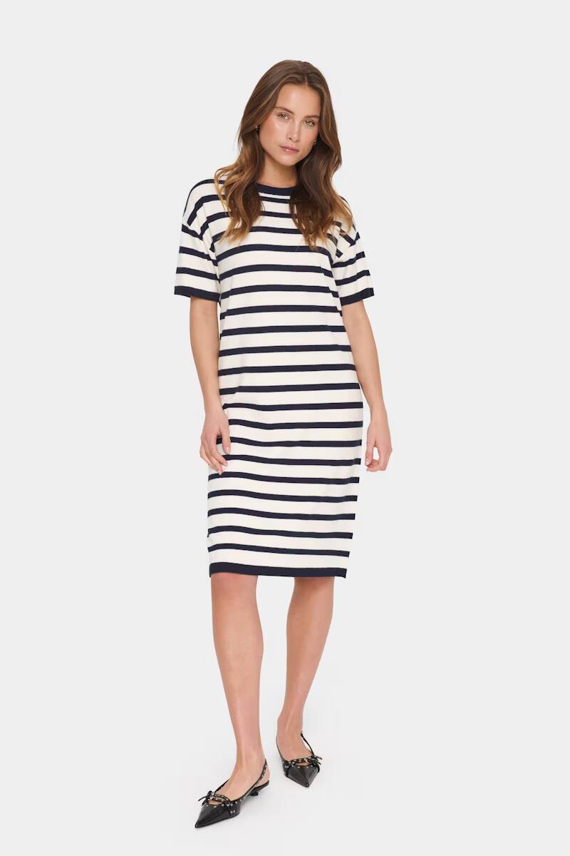 Saint Tropez Likam Striped Dress Winter White Nightsky Stripe