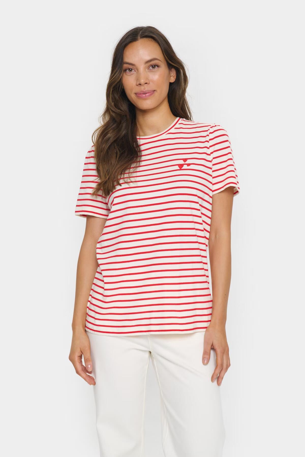 Saint Tropez Jucia T-Shirt Flame Scarlet White Stripe