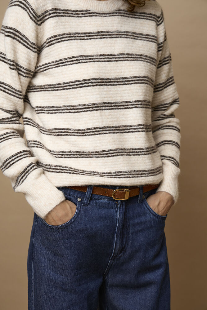 Fransa Kendra Pullover Oatmeal Stripe