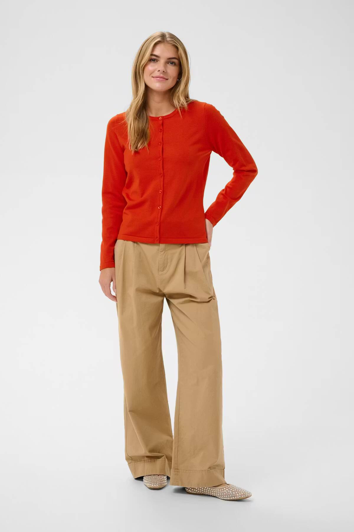Saint Tropez Mila R-Neck Cardigan Valiant Poppy