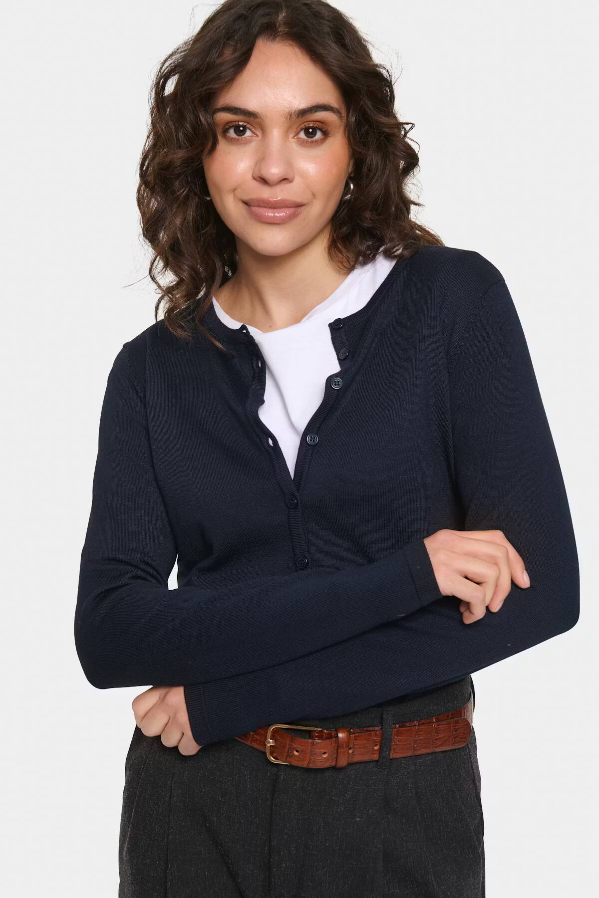 Saint Tropez Mila R-Neck Cardigan Night Sky