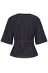 b.young Kanea Peplum Blouse Dark Blue Denim
