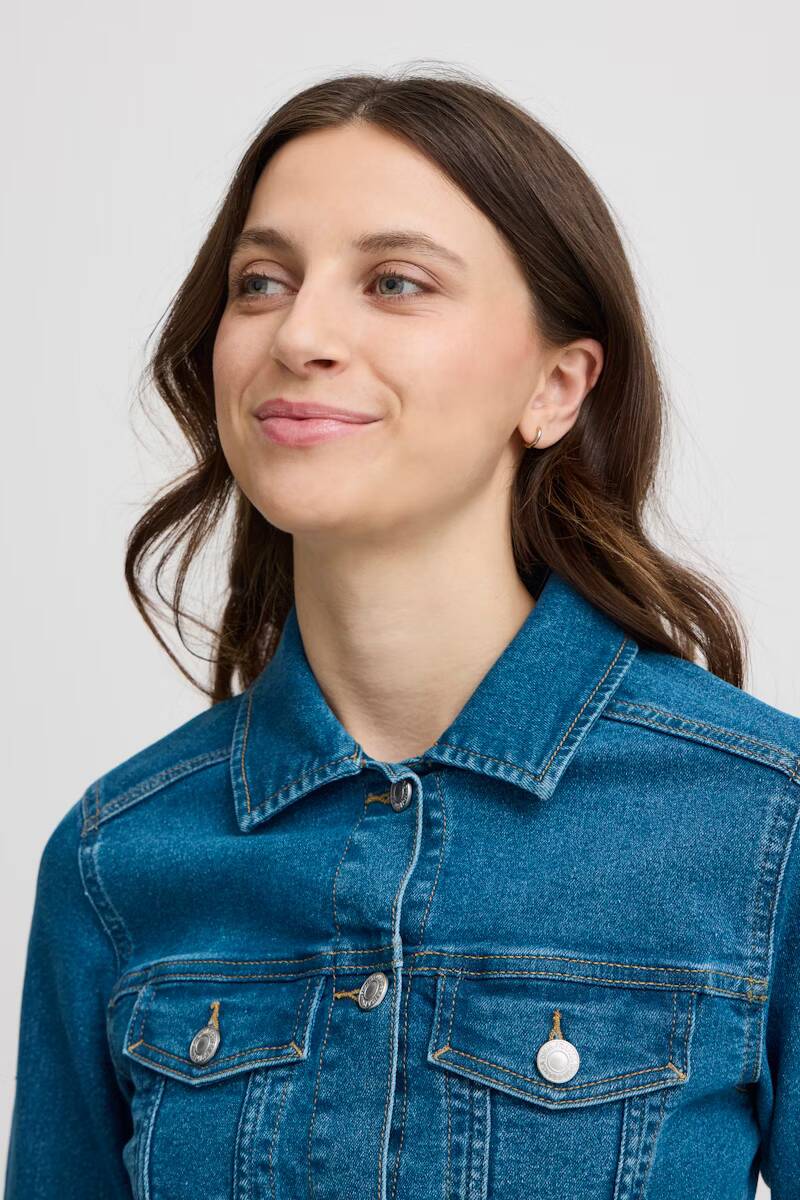 Fransa Denima Denim Jacket Mid Blue Denim