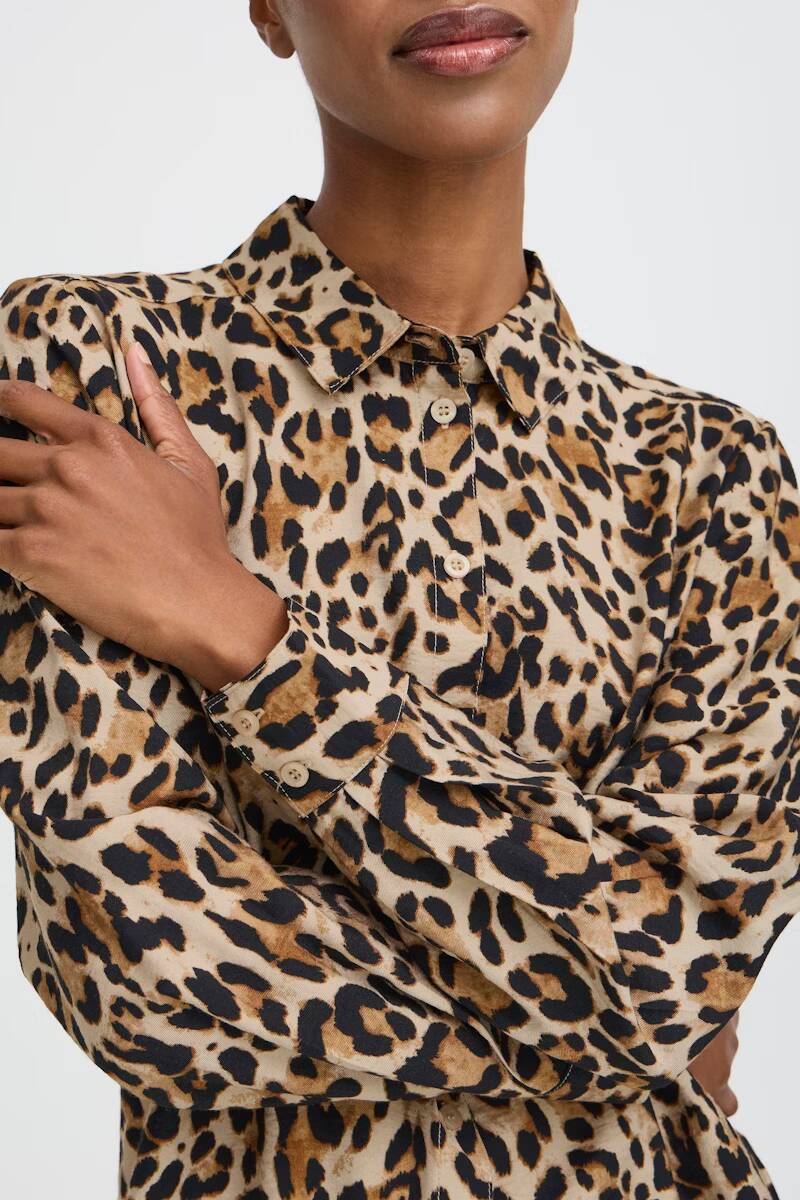 b.young Ihamma Shirt Humus Leopard Mix