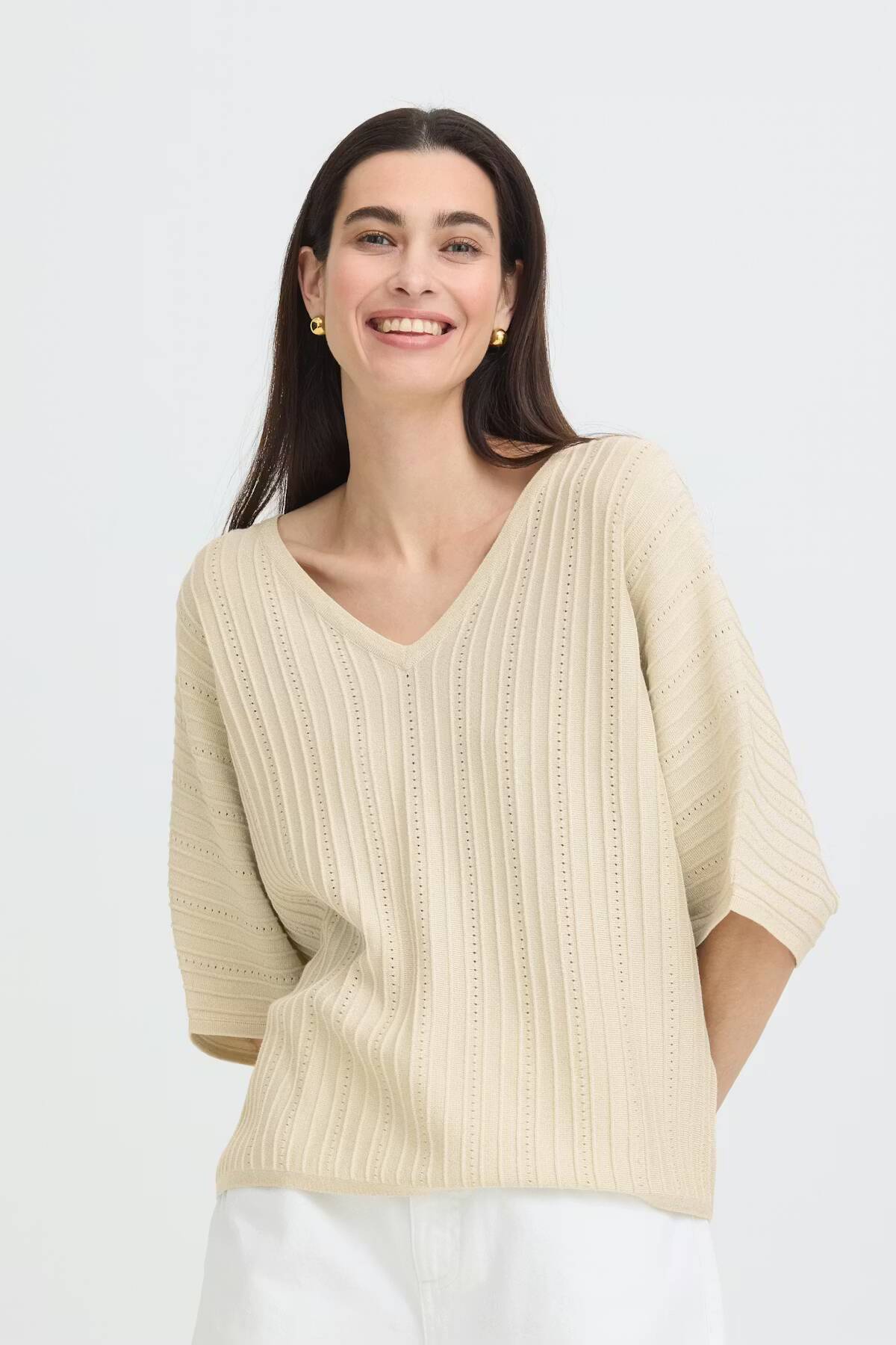 b.young Mobbe V-Neck Jumper Birch