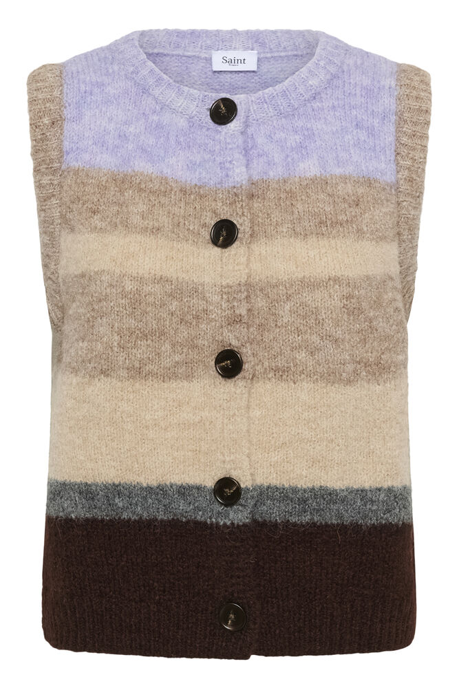 Saint Tropez Seraphina Knit Vest Chocolate Lilac Multi Stripe