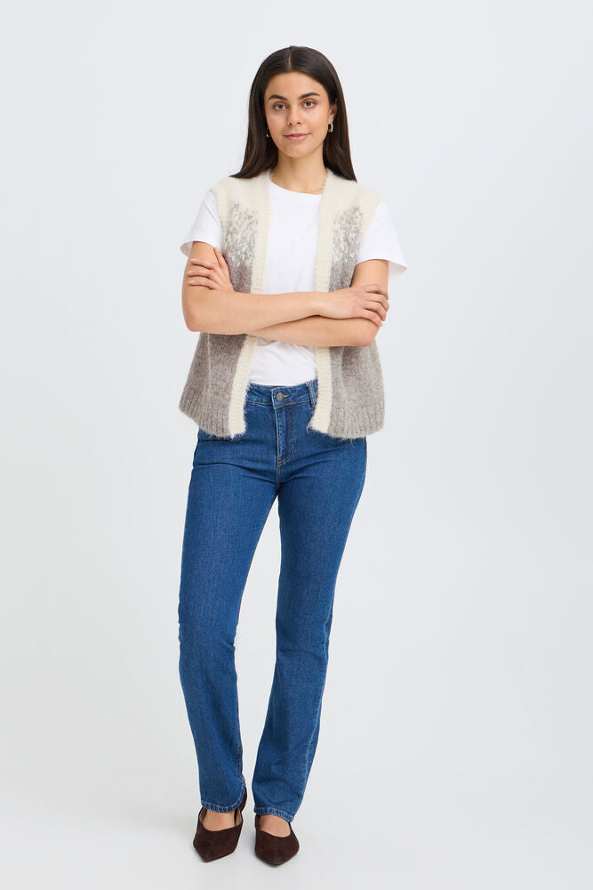 Fransa Tye Vest Driftwood Mix