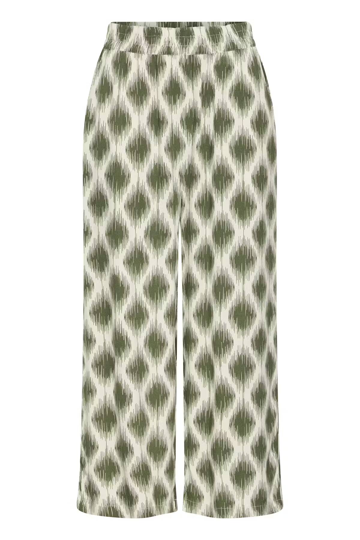 b.young Joella Crop Trousers Ogee Ikat Kalamata