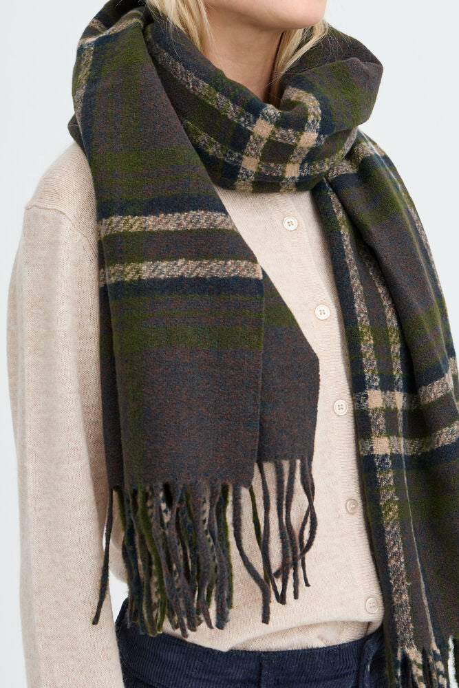 b.young Welch Scarf Java/Avocado Check Scarf