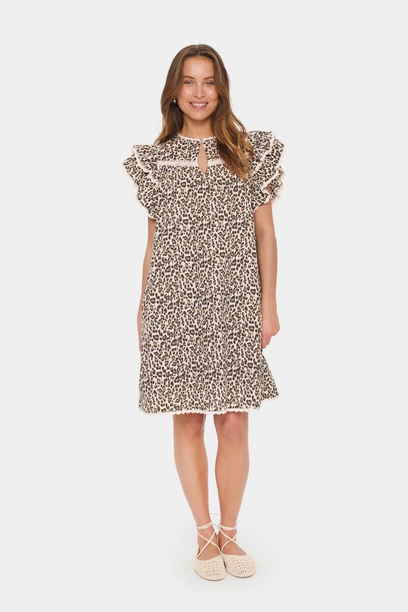 Saint Tropez Kirby Dress Creme Leopard Strokes