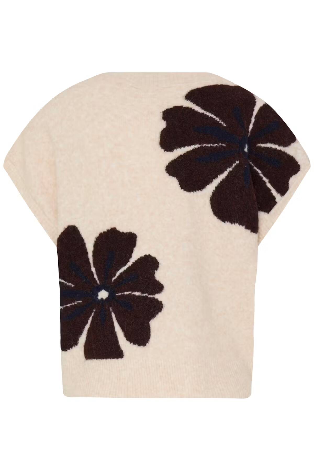 b.young Omea V-Neck Slipover Fig Mel Flower