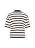 Saint Tropez Likam Striped Polo Cardigan Winter White Nightsky Stripe