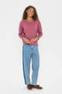Saint Tropez Mila R-Neck Jumper Red Violet Melange