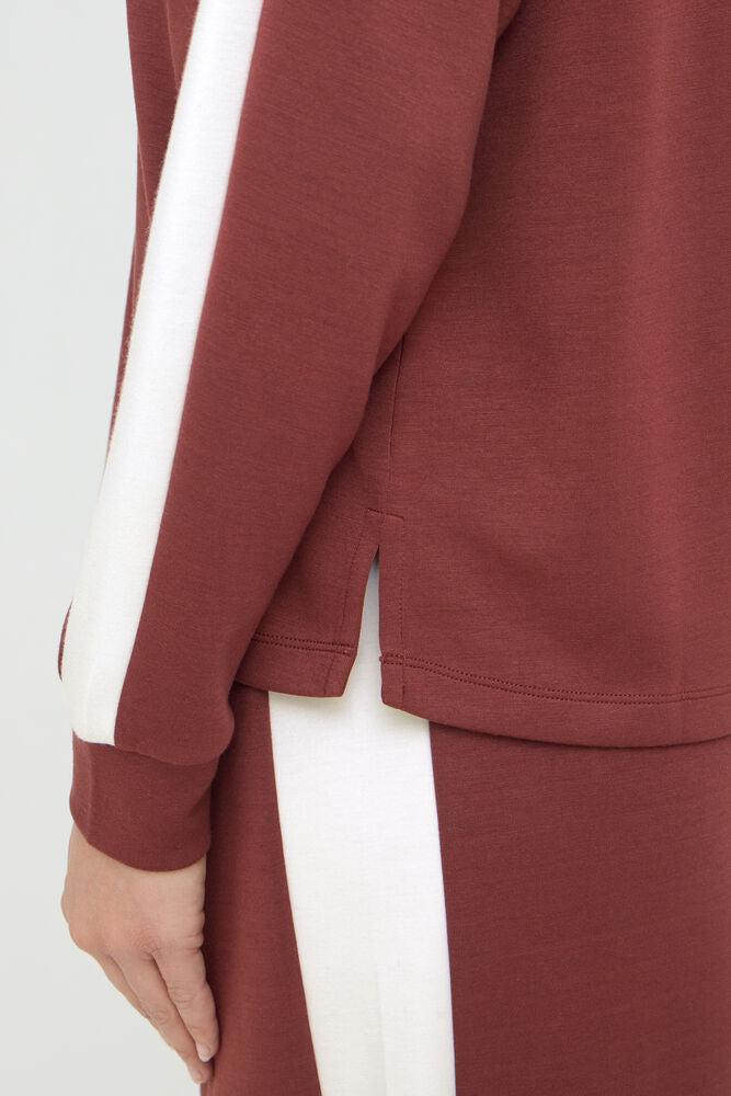 Fransa Aurora Sweatshirt Rum W/White Contrast