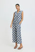 b.young Joella Sleeveless Blouse Ogee Ikat Med Blue