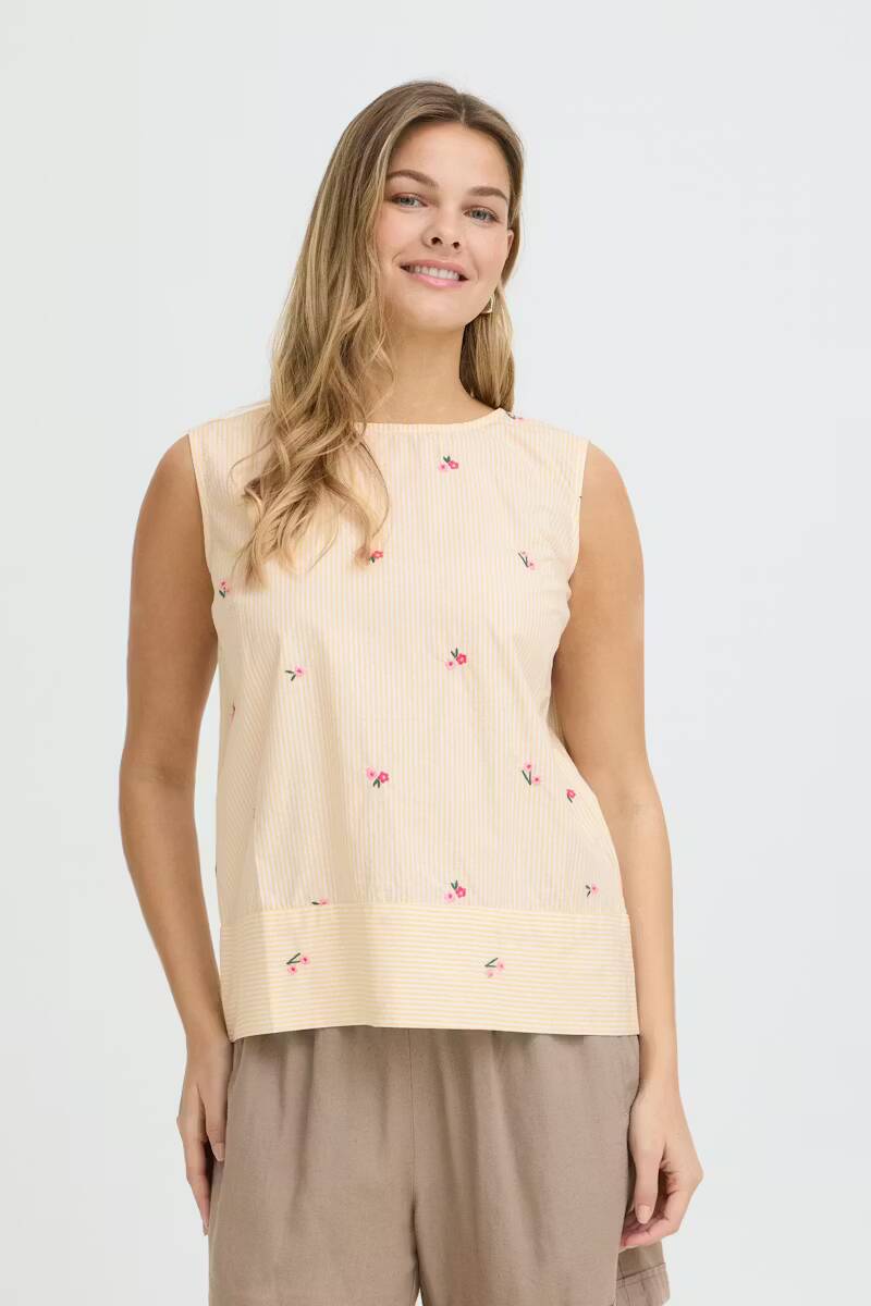 Fransa Bernie Blouse Yellow White Stripe Floral
