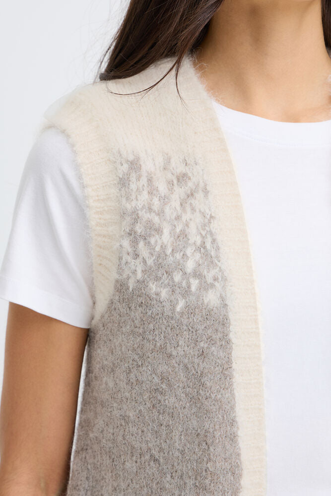 Fransa Tye Vest Driftwood Mix