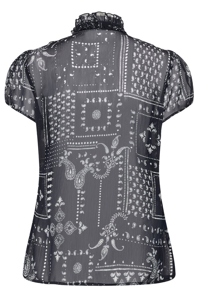 Saint Tropez Lilja Crinkle SS Shirt Night Sky Paisley Mosaic