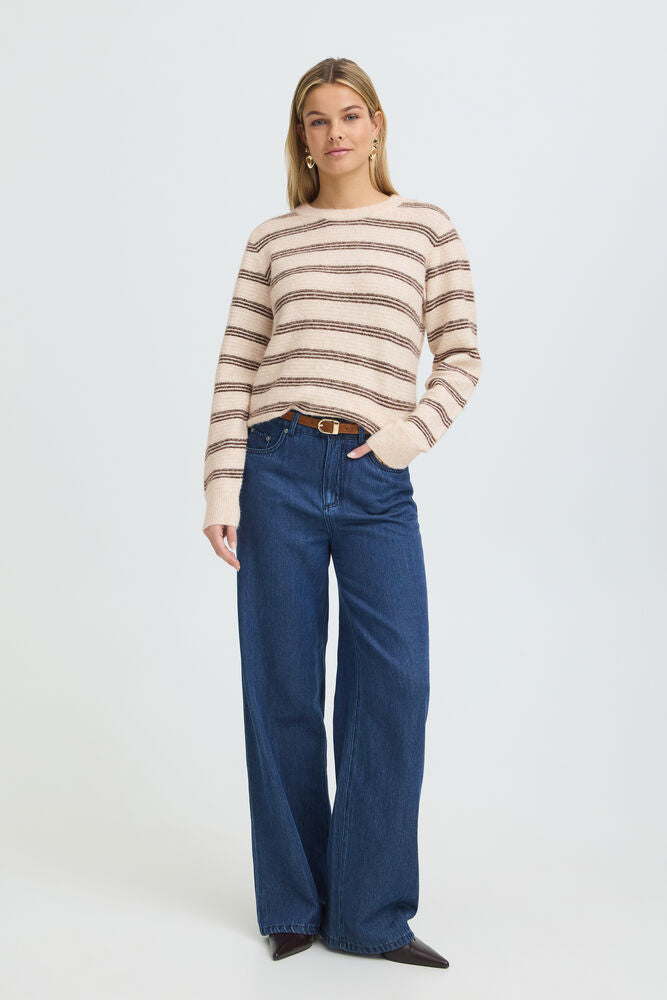 Fransa Kendra Pullover Oatmeal Stripe