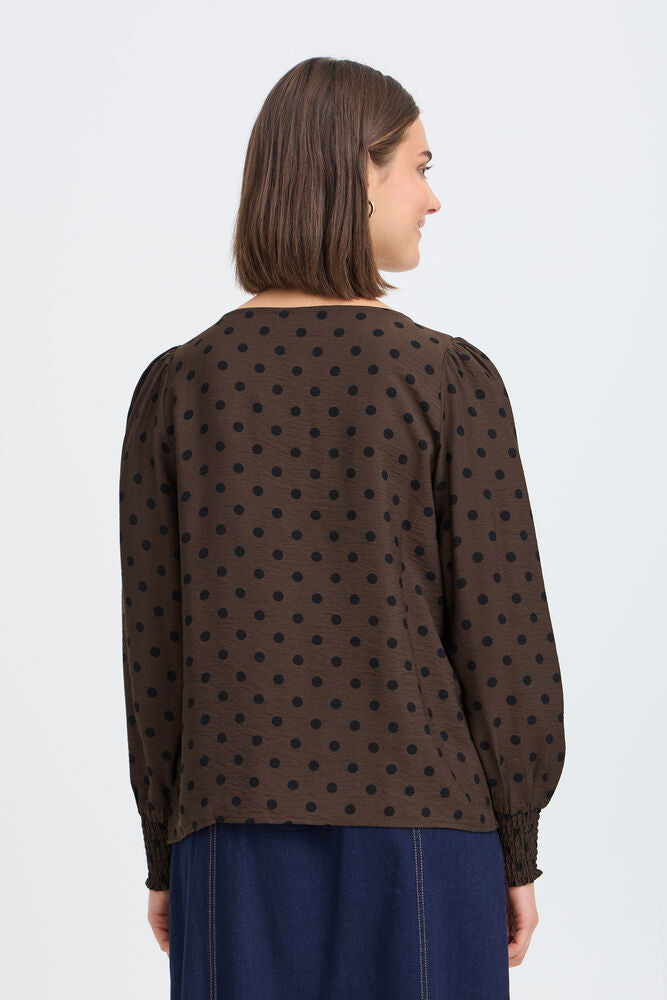 Fransa Adara Blouse Hot Fudge Dotty