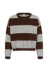 Saint Tropez Tayzie Pullover Chocolate Grey Melange Stripe