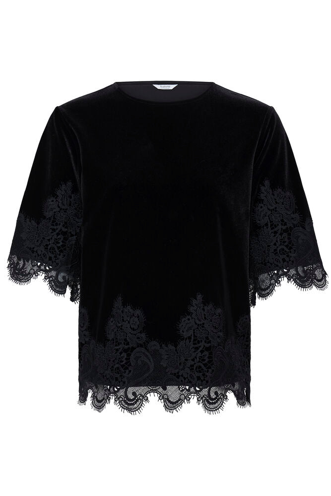 b.young Perlina Lace Hem Blouse Meteorite