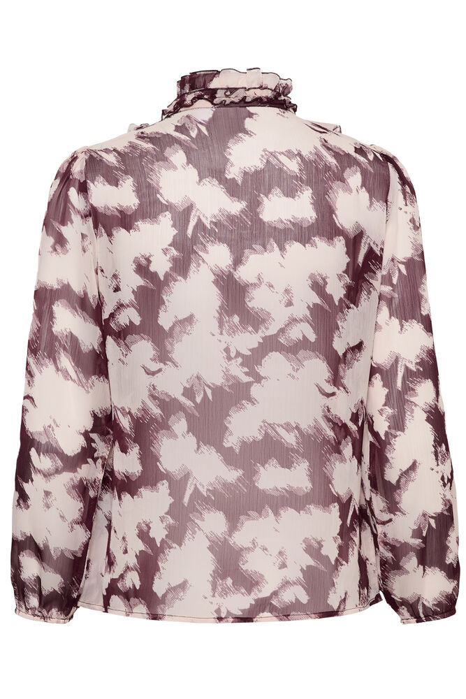 Saint Tropez Lilja Crinkle LS Shirt Winetasting Shadow Blooms
