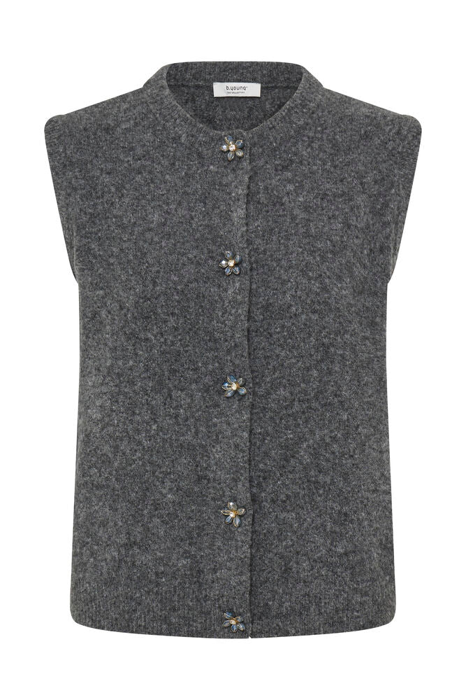 b.young Omea Vest Dark Grey Melange
