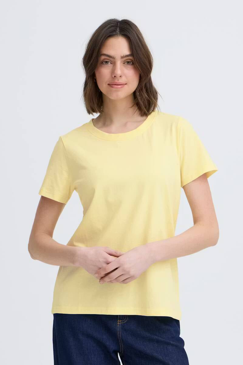 Fransa Zashoulder T-Shirt Pastel Yellow