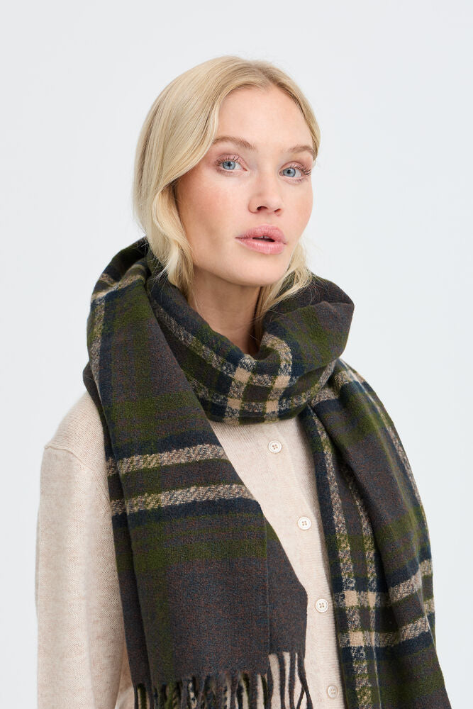 b.young Welch Scarf Java/Avocado Check Scarf